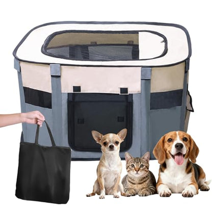Dog Playpen Portable Cat Dog Playpen for Indoor & Outdoor Foldable Kennel Tent Crate,Water-Resistant Breathable Shade Cover, Dog Crate for Small Animals with Carrying Case - size: S(29" x 22" x 16")