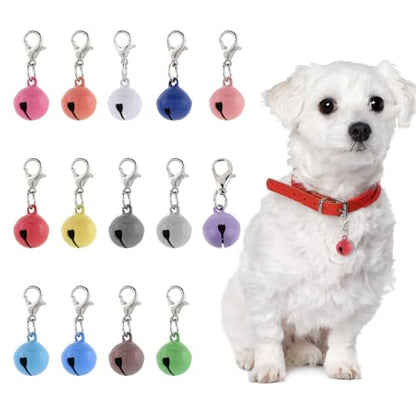 Xthrotsenk 14 Pack Bells for Cat Dog Collars Charms Colourful Pet Small Bells with Clasps Cat and Dog Round Bell Pet Collar Accessories for Collars