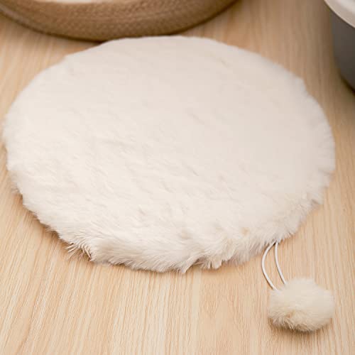 SHENGOCASE 2-Pack 16" Round Faux Rabbit Fur Cat Dog Bed Cushion Pad Mat, Cat Tree Tower Replacement Cushion Pad for Window Perch Carrier House Cage Crate Kennel Furniture - color: Cream, size: 16"