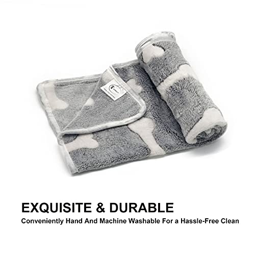 1 Pack 3 Puppy Blankets Super Soft Warm Sleep Mat Grey Cute Print Fluffy Fleece Pet Flannel Throw Dog Blankets for Small Dogs Cats,Star&Bone&Love- Small (23"x15") - color: Bone/Love/Star, size: Small(23"x15")