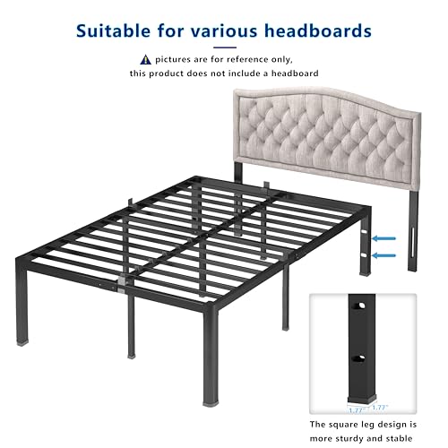 Yookare Cal King Platform Bed Frame,18"Heavy Duty Metal Mattress Foundation, Rounded Safety Corners & Recessed Legs,Mattress Retainers,Easy Assembly,Noise Free Steel Slat Support,No Box Spring Needed - size: California King, style: 18 Round