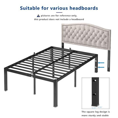 Yookare Cal King Platform Bed Frame,18"Heavy Duty Metal Mattress Foundation, Rounded Safety Corners & Recessed Legs,Mattress Retainers,Easy Assembly,Noise Free Steel Slat Support,No Box Spring Needed - size: California King, style: 18 Round