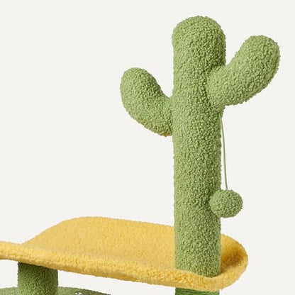 Amazon Basics Cactus Cat Tree for Indoor Cats & Kittens, Scratching Post with Curved Perch, Cozy Cat Condo, Natural Sisal, Interactive Dangling Ball, 30.7" (77.9cm) H, Green - size: Large 30.7” (77.9cm) H