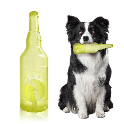 Water Bottle Dog Toy,Dog Toys for Aggressive Chewers,Water Bottle with Tennis Ball,Suitable for Small and Medium Pets to Exercise Outdoors(Yellow) - color: Yellow