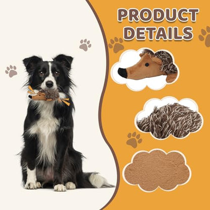 Pilipane Plush Dog Toy, Hedgehog Dog Squeaky Toy, Soft Animal Plush Dog Toothbrush Chew Toy, Interactive Squeaky Hide and Seek Plush Dog Toy, Stuffed Biting Training Playing Toys for Pet Puppy Chewers