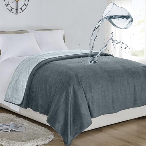 Softan Waterproof 100% Leak Proof Blanket for Baby Adults Pets Dogs Cats, Pee Proof, 3 Layer Protector for Bed, Sofa Couch and Other Furniture, 70"x90", Charcoal | Light Grey, Reversible Lightweight - color: Charcoal|light Grey, size: 70"x90"