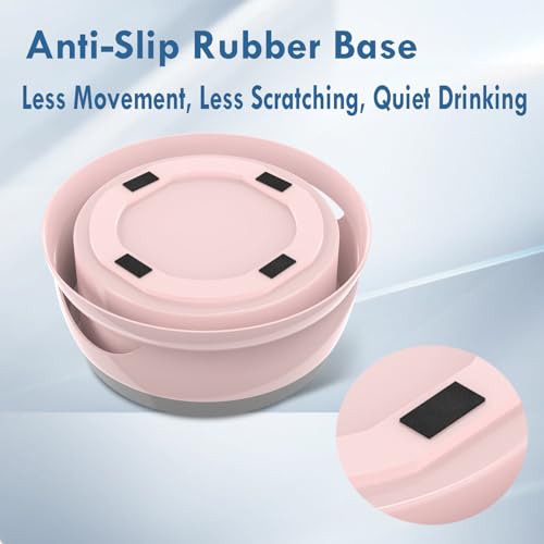 Dog Water Bowl, No Spill Cat Slow Feeder Water Dispenser Portable Vehicle Carried Car Travel Bowls for Small Medium Pets Sloppy Messy Drinkers 25oz, Pink - color: Pink