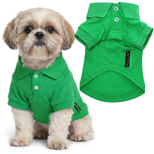 Parisian Pet Dog Polo Shirt – Classic Green Cotton Pet Apparel with Collar & Buttons - Soft Breathable Puppy T-Shirt - Cute Dog Clothes - Summer Clothes for Medium Dogs - Shirts for Dogs Girl Boy - color: Green Polo, size: M