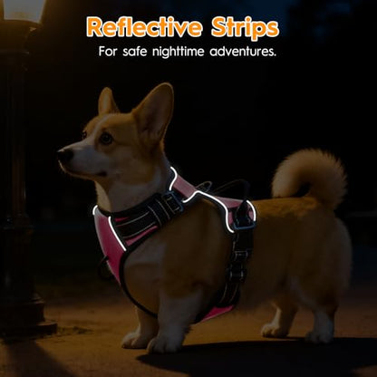 No Pull Dog Harness, No Chock Reflective Adjustable Soft Padded Pet Vest with Easy Control Handle, Easy Wearing with Stylish, Reinforced Knot, 2 Buckles - color: Pink, size: X-Small
