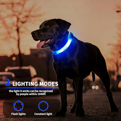 LaRoo LED Dog Collar Light, Hook & Loop Pet Safety Night Light, Glowing LED Strip for Dog Collar Leash Harness, High Visibility Waterproof Dog Lights for Night Walking Running Camping (Blue) - color: Blue