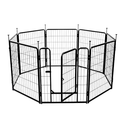 Amazon Basics Dog Playpen, 8 Panels Metal Fence with Door, Foldable for Indoor and Outdoor Use, Suitable for Small to Medium Sized Dogs, 30 Inch Height, Black - style: 8pcs-30"