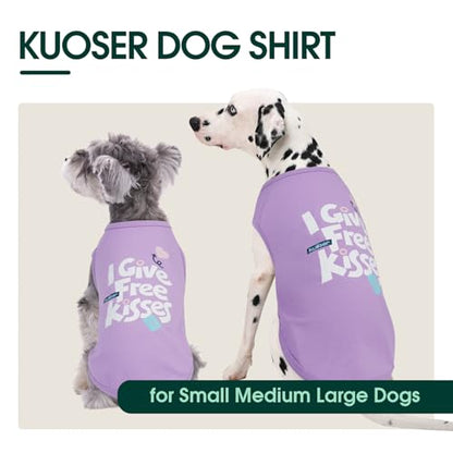 Kuoser Dog Shirt, Printed Dogs T-Shirt Soft Breathable Dog Shirts, Cute Doggy Sweatshirt for Small Medium Large Girls Boys, Pet Funny Clothes Tank Top Sleeveless Dogs Vest, Purple L - color: Purple, size: Large (Chest: 21.65")