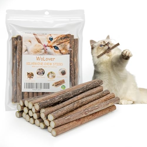 WoLover Silvervine Sticks for Cats, Natural Catnip Matatabi Chew Sticks Teeth Molar Chew Toys for Cat Kitten Kitty (25 PCS) - size: 25 Count (Pack of 1)