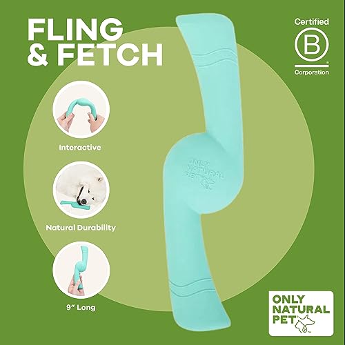Only Natural Pet Rubber Bond Building Fetch Tug Dog Toy - Stick Floating Small XL Puppy Teach Durable Throw Launcher Flying Frisbee Boomerang Tough Aggressive Puller Chewers -Fling & Fetch/Teal - color: Teal