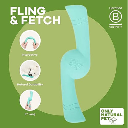 Only Natural Pet Rubber Bond Building Fetch Tug Dog Toy - Stick Floating Small XL Puppy Teach Durable Throw Launcher Flying Frisbee Boomerang Tough Aggressive Puller Chewers -Fling & Fetch/Teal - color: Teal