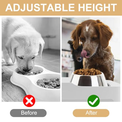 Elevated Pet Food Stand Adjustable Height - Ergonomic Cat & Dog Feeder Shelf with Storage Drawer | Compatible with Automatic Feeders, Protects Neck Health | Durable Snack Organizer for Treats & Food