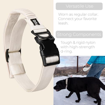 TUG Grab Collar | Integrated Traffic Leash Magnetically Attached for Quick Control (Large/Cream) - color: Cream, size: Large