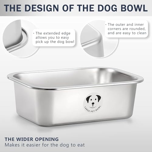 Stainless Steel Dog Bowls for Large Dogs, High Capacity Metal Dog Food Bowls, Food and Water Bowl for Larges, X-Large, and Big Dogs 3.2 Gallons - color: Stainless Steel-3.2 gallons