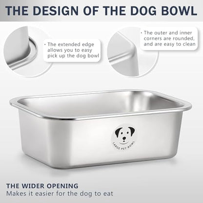 Stainless Steel Dog Bowls for Large Dogs, High Capacity Metal Dog Food Bowls, Food and Water Bowl for Larges, X-Large, and Big Dogs 3.2 Gallons - color: Stainless Steel-3.2 gallons
