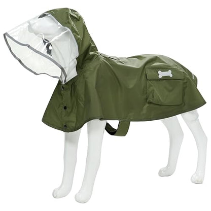 Waterproof Dog Raincoat, Adjustable Reflective Lightweight Pet Rain Clothes with Poncho Hood (Army Green, X-Small) - color: Army Green, size: X-Small(4-9lb)