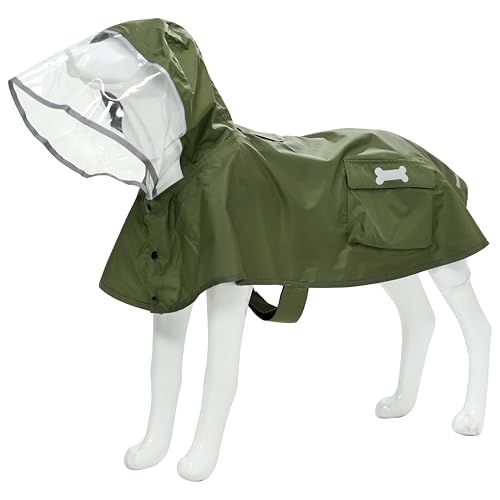 Waterproof Dog Raincoat, Adjustable Reflective Lightweight Pet Rain Clothes with Poncho Hood (Army Green, X-Small) - color: Army Green, size: X-Small(4-9lb)