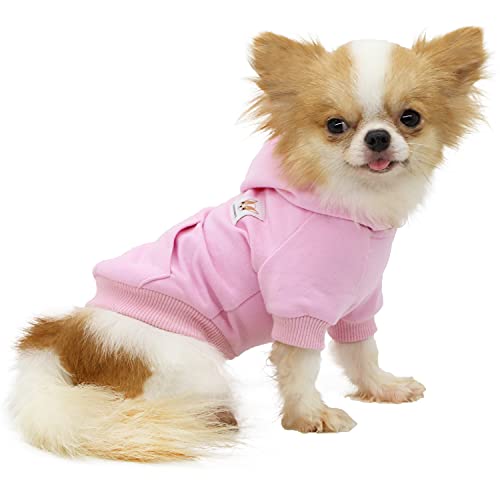 LOPHIPETS Dog Cotton Hoodies Sweatshirts for Small Dogs Chihuahua Puppy Clothes Cold Weather Coat-Pink/M - color: Pink, size: Medium for 4.5-6.5 lbs