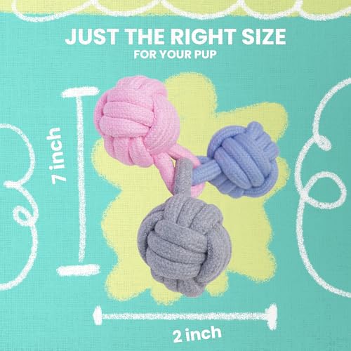 Snugarooz Try Me Knot Rope Dog Toy – Durable Three-Knot Pastel Design – Ideal for Active Chewers – Perfect for Tugging - Interactive Play and Dental Health - style: Try Me Knot