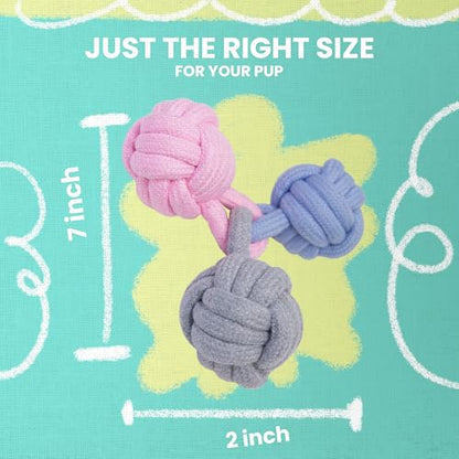 Snugarooz Try Me Knot Rope Dog Toy – Durable Three-Knot Pastel Design – Ideal for Active Chewers – Perfect for Tugging - Interactive Play and Dental Health - style: Try Me Knot