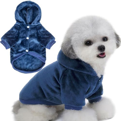 FabriCastle Dog Hoodie Sweater for Small Dogs Boy and Girl, Dog Clothes XS XXS Puppy Sweatshirt, Pet Outfit, Cat Clothing Super Soft Warm Snap On Closure (Navy, XX-Small) - color: Navy, size: XX-Small