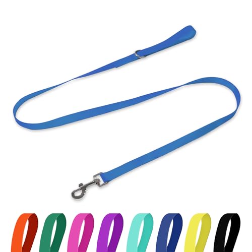 Waterproof Dog Leash, 5/6 FT Durable Odor-Proof Dog Leashes with Strong Metal Hooks Fits Small Medium or Large Dogs (Blue, 5FT - 3/4 inch Width) - color: Blue, size: 5FT - 3/4 inch Width