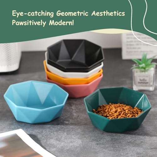 Green with Stand Ceramic Tilted Elevated Raised Pet Bowl with Bamboo Stand for Cats and Dogs No Spill Pet Food Water Feeder - color: Green with stand