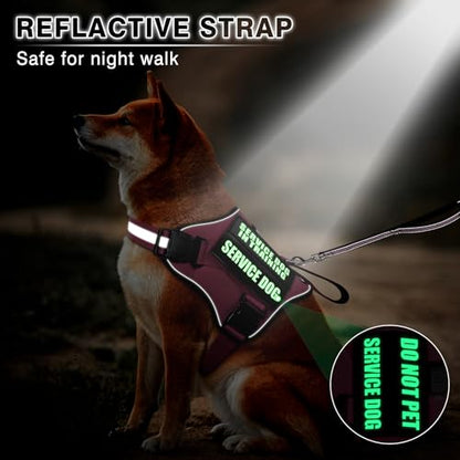 Service Dog Vest Harness and Leash Set+10 Patches,No Pull&Easy Walk Reflective Dog Harness with Soft Padded Handle for Training/Everyday,Fit Small/Medium/Large/Extra-Large Dogs (Pink XL) - color: Pink, size: Extra-large