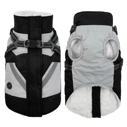 IECOii Warm Small Dog Coat Harness with D Ring -Black,Small- Zip Small Dog Jacket Winter Reflective, Fleece Lined Dogs Snowsuit Snow Jacket,Pet Clothes for Small Dogs Yorkshire Terrier Bichon Shih - color: Black, size: Small(Chest:17.3 in)