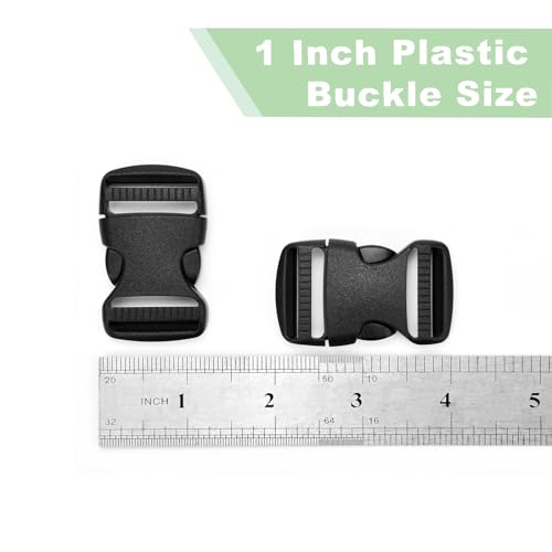3pcs 1" Inner Dia. Plastic Buckles for Strap Replacement, Quick Side Release Buckles Outdoor Camping Backpack Clips for Dog Collar Nylon Webbing Belt Clip Dual Adjustable - color: B#: 1"(3pcs)