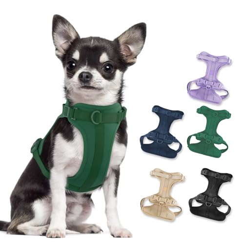 No Pull Lightweight Dog Harness: Adjustable Breathable Pet Vest Harness with Soft & Comfortable Cushion for Small Medium Large Dogs (XS, Pine Green) - color: Pine Green, size: XS:Neck=10"-12"/Chest=13"-16"