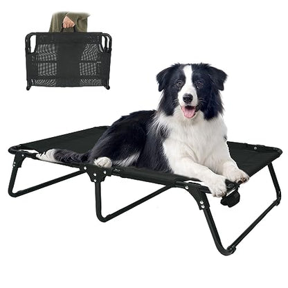 Outdoor Elevated Dog Bed Cooling Raised Dog Cots Black Pet Beds with Breathable Mesh Folding Large Pet Hammock Bed Multiple Sizes for Small Meduim Large Dogs - size: Medium