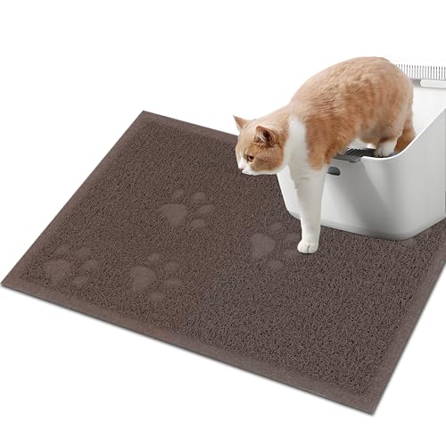 Darkyazi Cat Litter Box Mat for Floor Litter Trapping Mat Non-Slip Backing, Scatter Control, Easy Clean, Water Resistant, Soft on Paws (15.75" x 11.75",Coffee) - color: Coffee