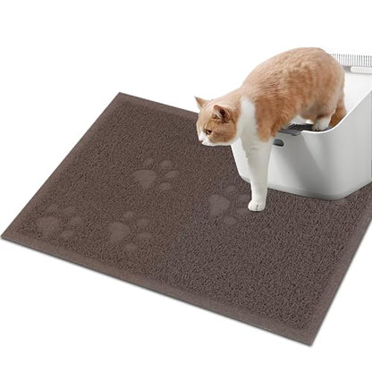 Darkyazi Cat Litter Box Mat for Floor Litter Trapping Mat Non-Slip Backing, Scatter Control, Easy Clean, Water Resistant, Soft on Paws (15.75" x 11.75",Coffee) - color: Coffee