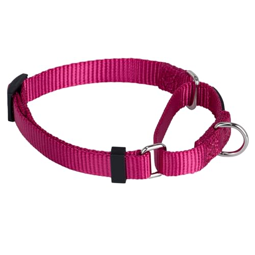 Martingale Collar for Dogs Small Pink |Escape - Proof Heavy Duty Nylon Durable No Buckle, Ideal for Training & Daily Walks - color: Rose Red, size: Small