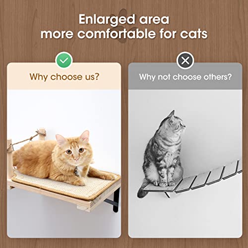 A.FATI Wall-Mounted Cat Roped Bridge Long for Indoor Cats, Cat Wall Shelves for Sleeping, Playing, Climbing, Wooden Cats Bed and Perches with Sisal Scratch Mat