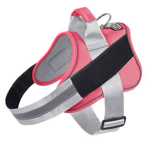 Dog Harness, No-Pull Reflective Dog Vest, Breathable Adjustable Pet Harness with Handle for Outdoor Walking - No More Pulling, Tugging or Choking - color: Camellia, size: X-Small (Pack of 1)
