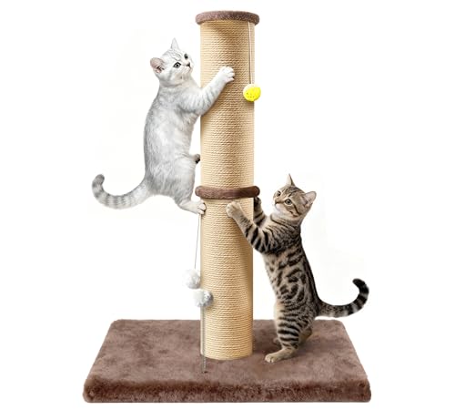 5-Inch Thick Sisal Cat Scratching Post, 36" Tall Scratch Tower with 6.5" Top Perch and Large 20.8×15.9" Stable Base, Durable Cat Scratcher for Indoor Cats, Brown - color: Brown, size: 36IN Wider Post