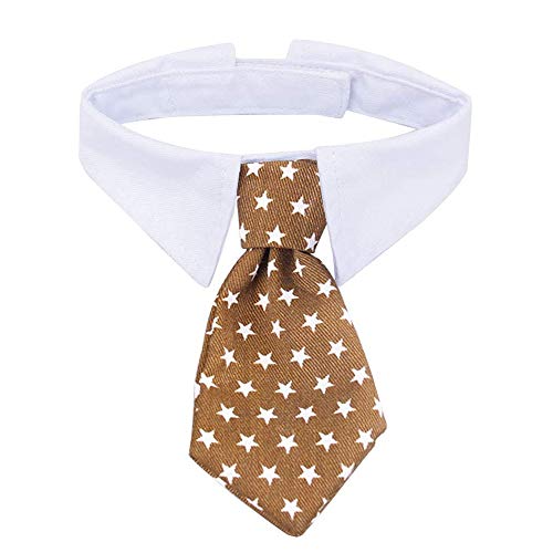 ZTON Bowtie for Little Puppy, Handcrafted Adjustable Formal Collar Neck Tie for Dogs & Cats (L, Coffee Star) - color: Coffee Star, size: L