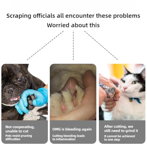 Silent Dog Nail Grinder, Quiet 40dB Electric Pet Nail Trimmer with USB Rechargeable, Interchangeable Grinding Heads for Safe Claw Filing of Small Cats to Large Dogs (Nail Grinder 1 Set)