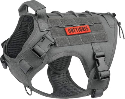 OneTigris Tactical Dog Harness Vest,No-Pull Service Dog Vest with Hook & Loop Panels,Adjustable Dog Vest Harness for Walking Hiking Training(Grey,XS) - color: Grey, size: XS