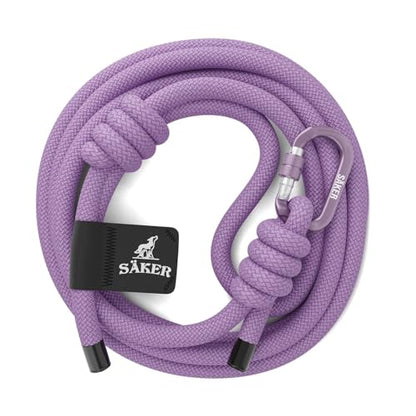 Säker Trust™ Rope Dog Leash – 61” Climbing Rope Lead with 7075 Aluminum Carabiner, Waterproof & Reflective Training Gear for Dogs, Built for Trail Running, Hiking, Everyday Use – Purple - color: Lilas
