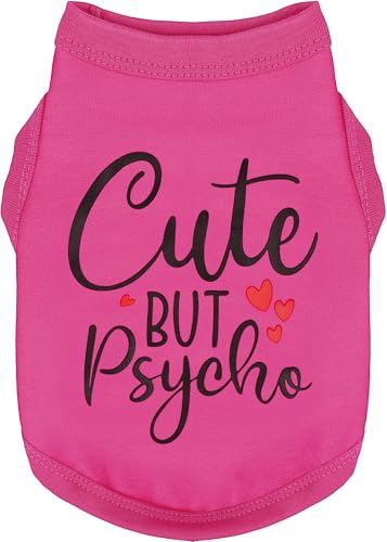 Expressive Cotton Dog Apparel: Soft, Lightweight Puppy Shirt Vest for Small and Medium Dogs, Featuring the Playful 'Cute but Psycho' Slogan Print Rose Red X-Small - color: Rose Red, size: XS-(2~4.5lb) | Chest(~13.7")