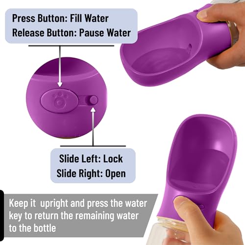 Mr. Pen- Portable Dog Water Bottle, 19 oz, Large, Leak Proof Puppy Water Dispenser with Drinking Feeder for Pets, Outdoor Walking, Hiking, Travel, Not Dishwasher Safe - color: Purple