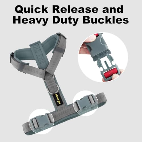 Plutus Pet No Pull Dog Harness, Adjustable Nylon Harness with Soft Padding, Reflective and Heavy Duty Dog Harness for Small, Medium, Large Dogs(Gray, S) - color: Gray, size: S