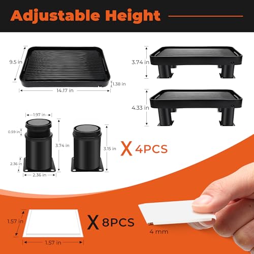 Black Litter Box Ramp with 4 Detachable Adjustable Height Stand, Litter Box Step for Small & Elderly Cats, Filter Cat Litter & Washable & Elevated Cat Ramp (14"x10"x3.74")